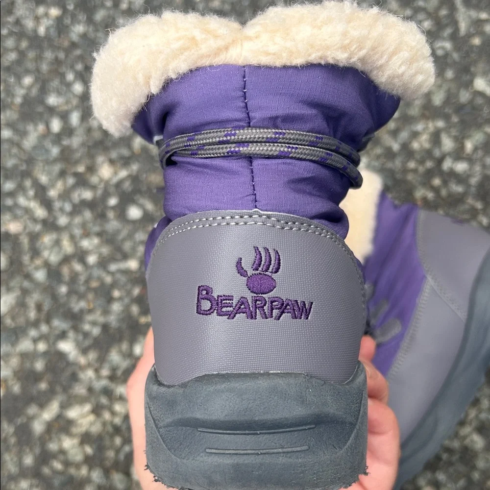 BearPaw Kids Purple and Gray Tundra Waterproof Winter Boots with Fur Lining